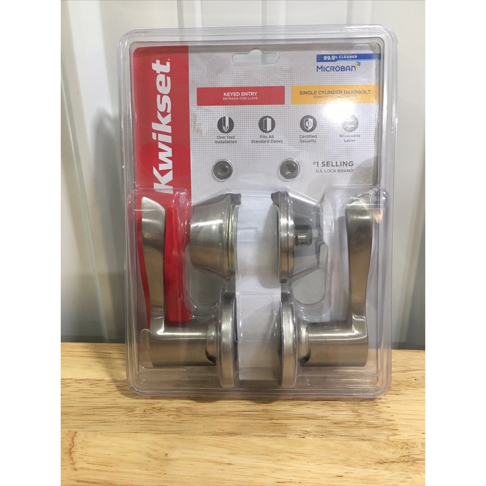 Kwikset Balboa Single Cylinder Deadbolt Satin Nickel Door Handle Keyed